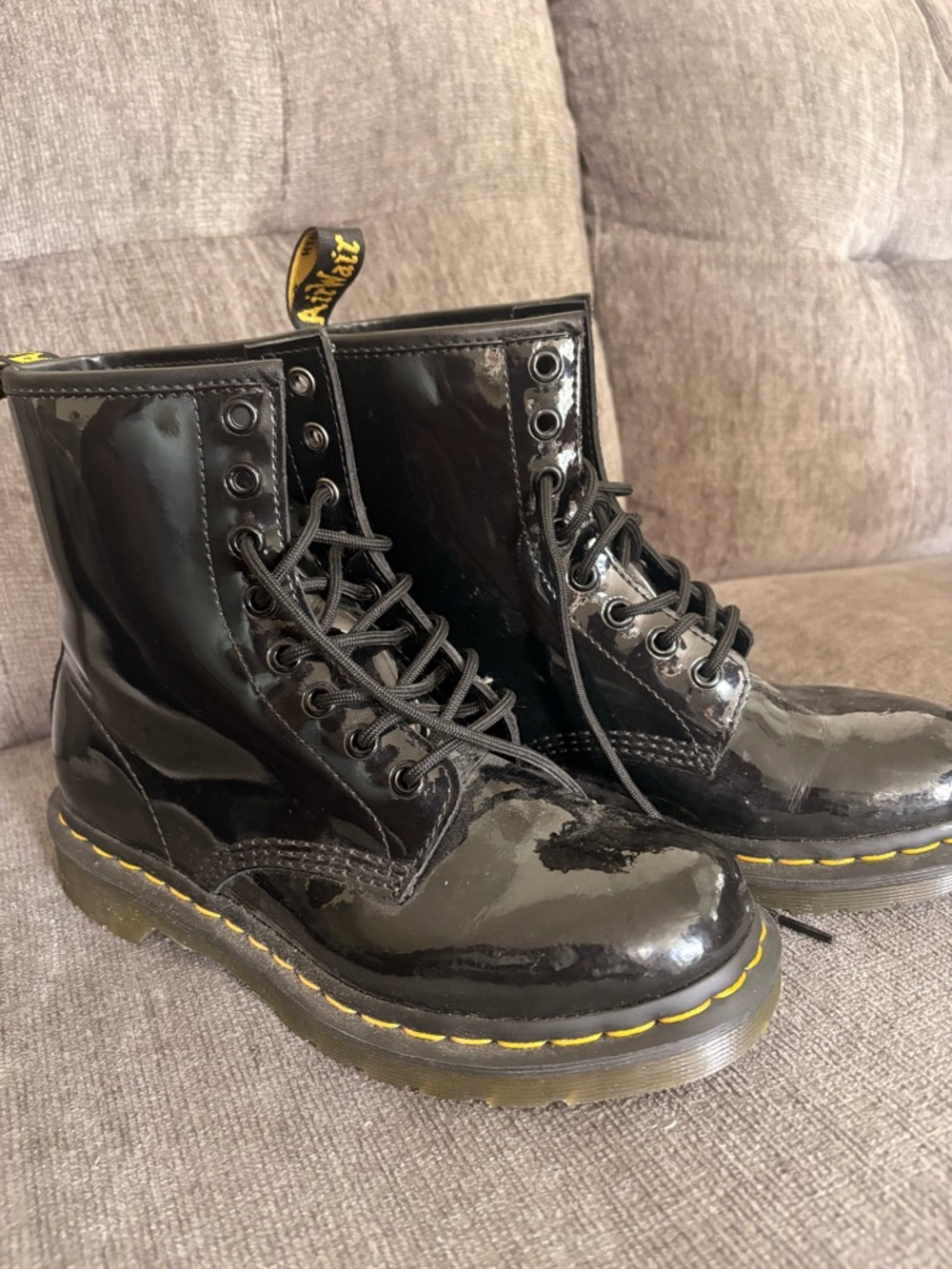 Dr. Martens Black Patent 8-Eye Lace-Up Boots